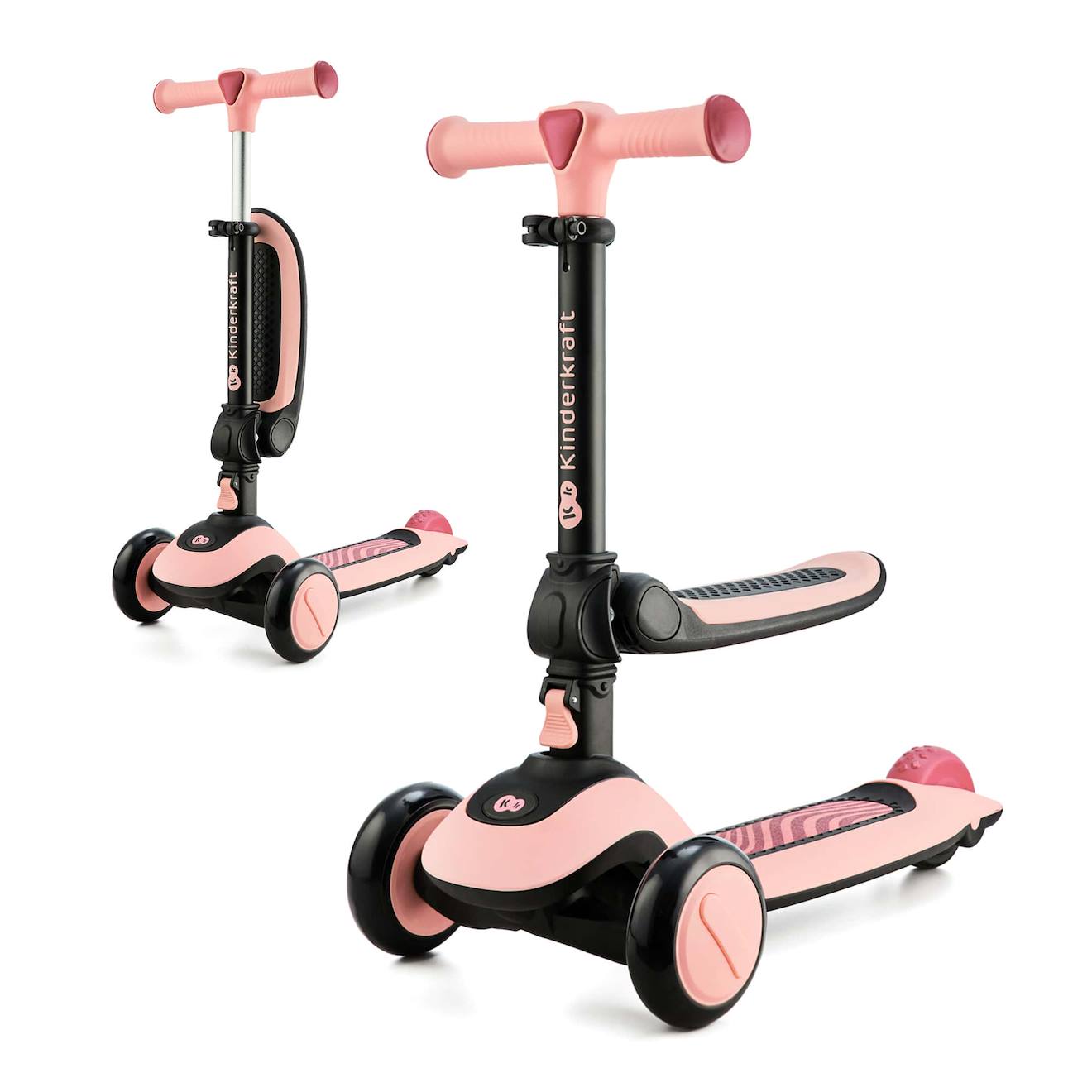 Trottinette Enfant Pliante Avec Siege Et Roues Lumineuses Pink