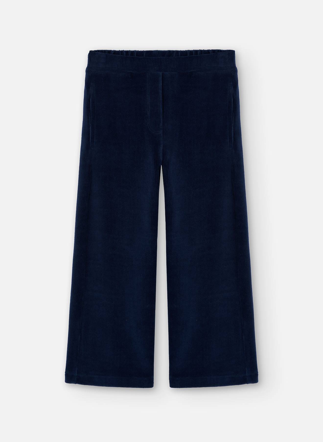 Pantalon Fille En Velours Côtelé Bleu