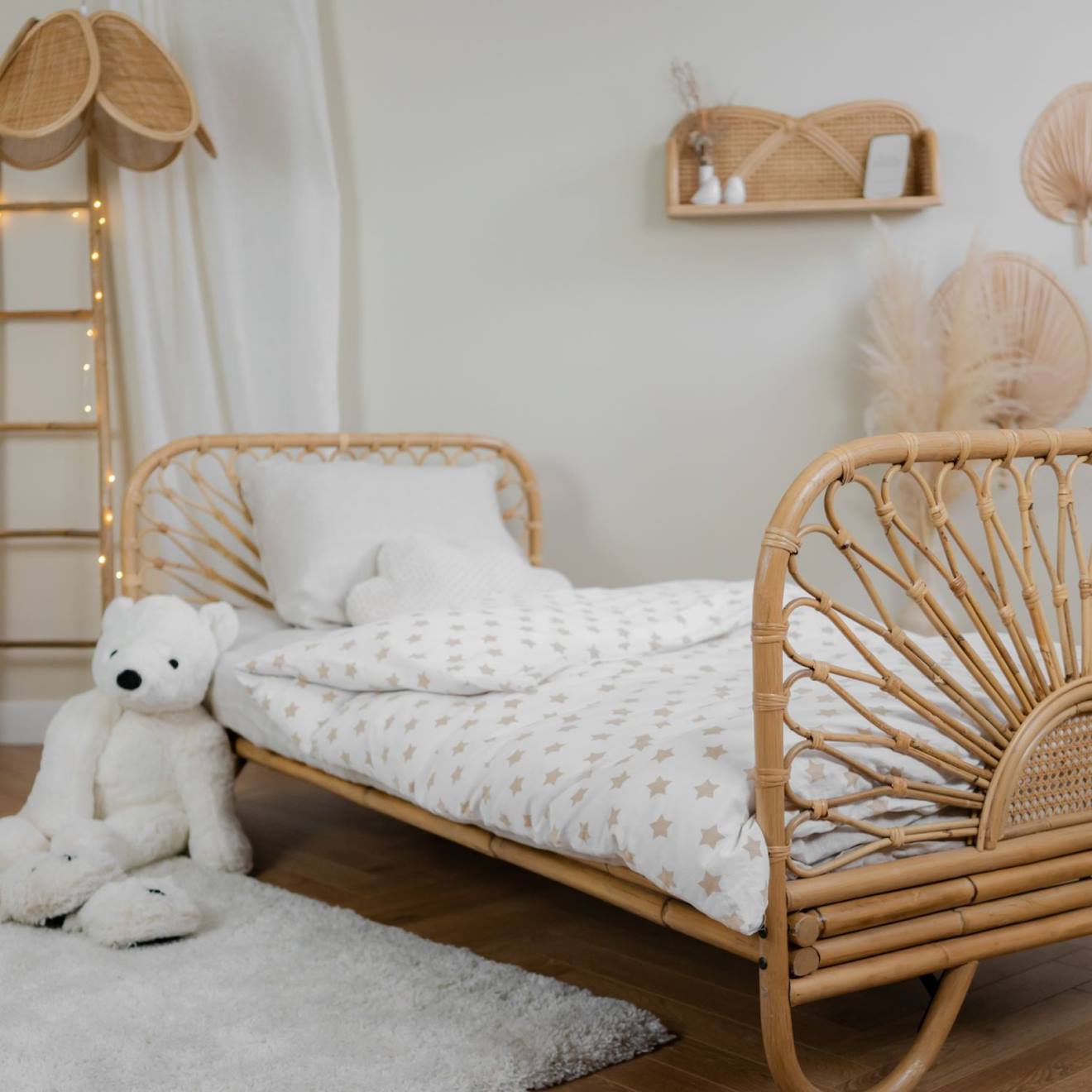 Lit rotin 90cm - flores bois naturel - saudara