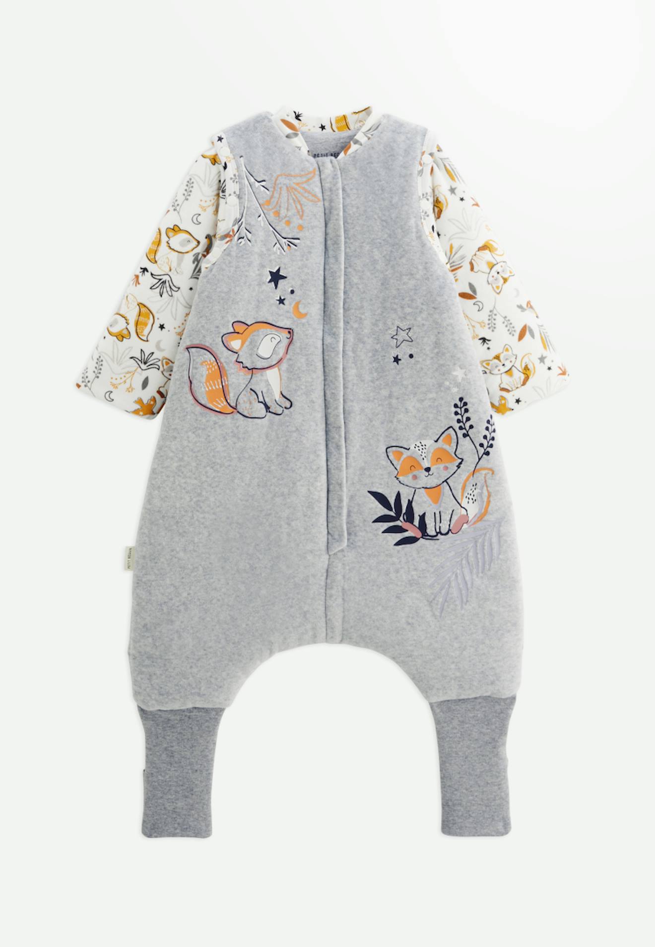 Turbulette D'hiver En Velours Avec Pieds Retroussables Et Manches Amovibles Petit Loup Gris