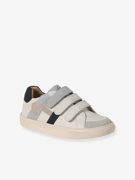 Baskets enfant garçon cuir à scratchs écru+lot blanc 3 - vertbaudet enfant 