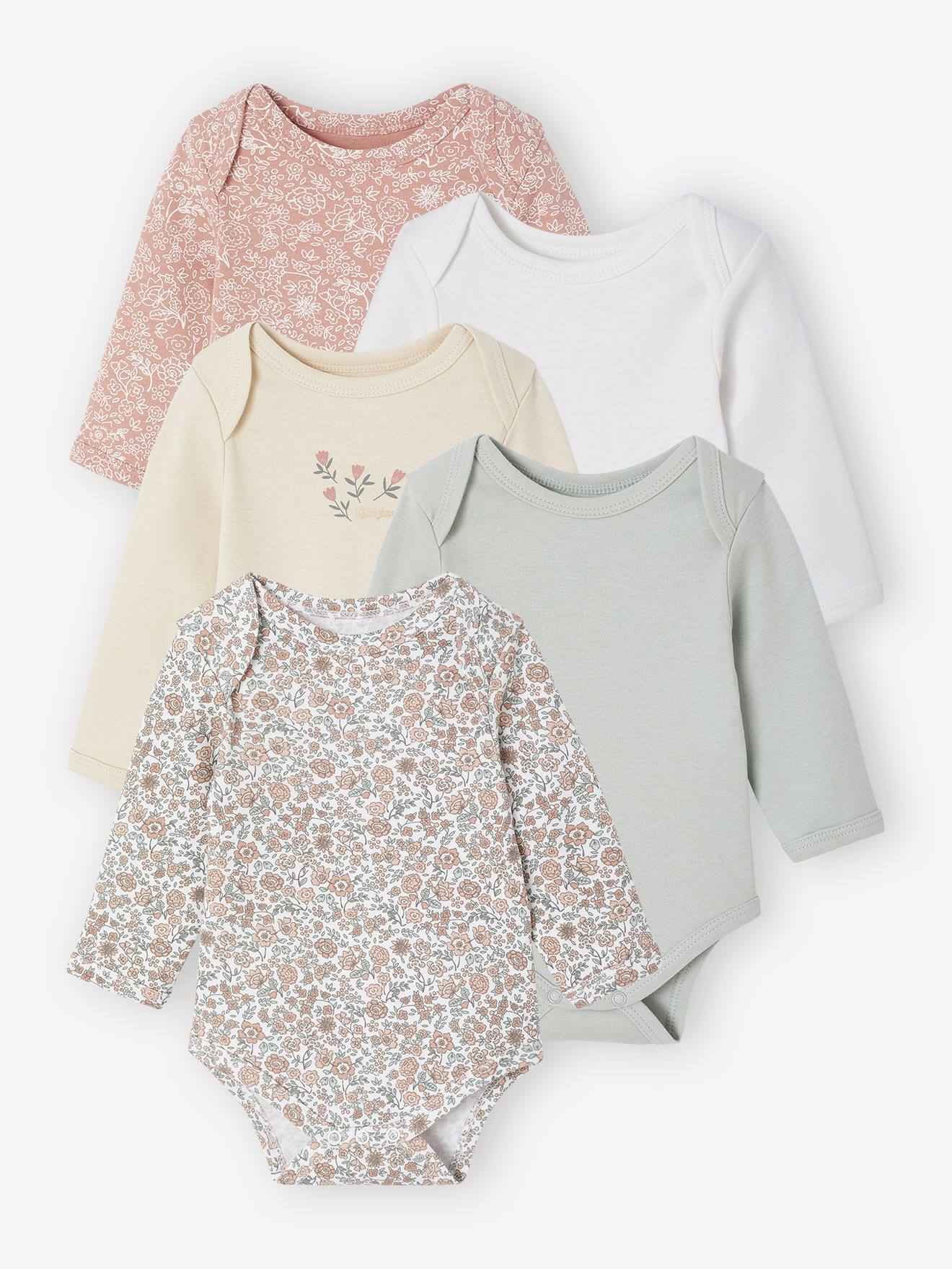 Lot de 5 bodies naissance avec ouverture amricaine vert sauge 28 €
