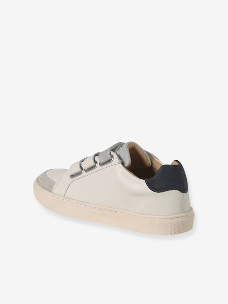 Baskets enfant garçon cuir à scratchs écru+lot blanc 5 - vertbaudet enfant 