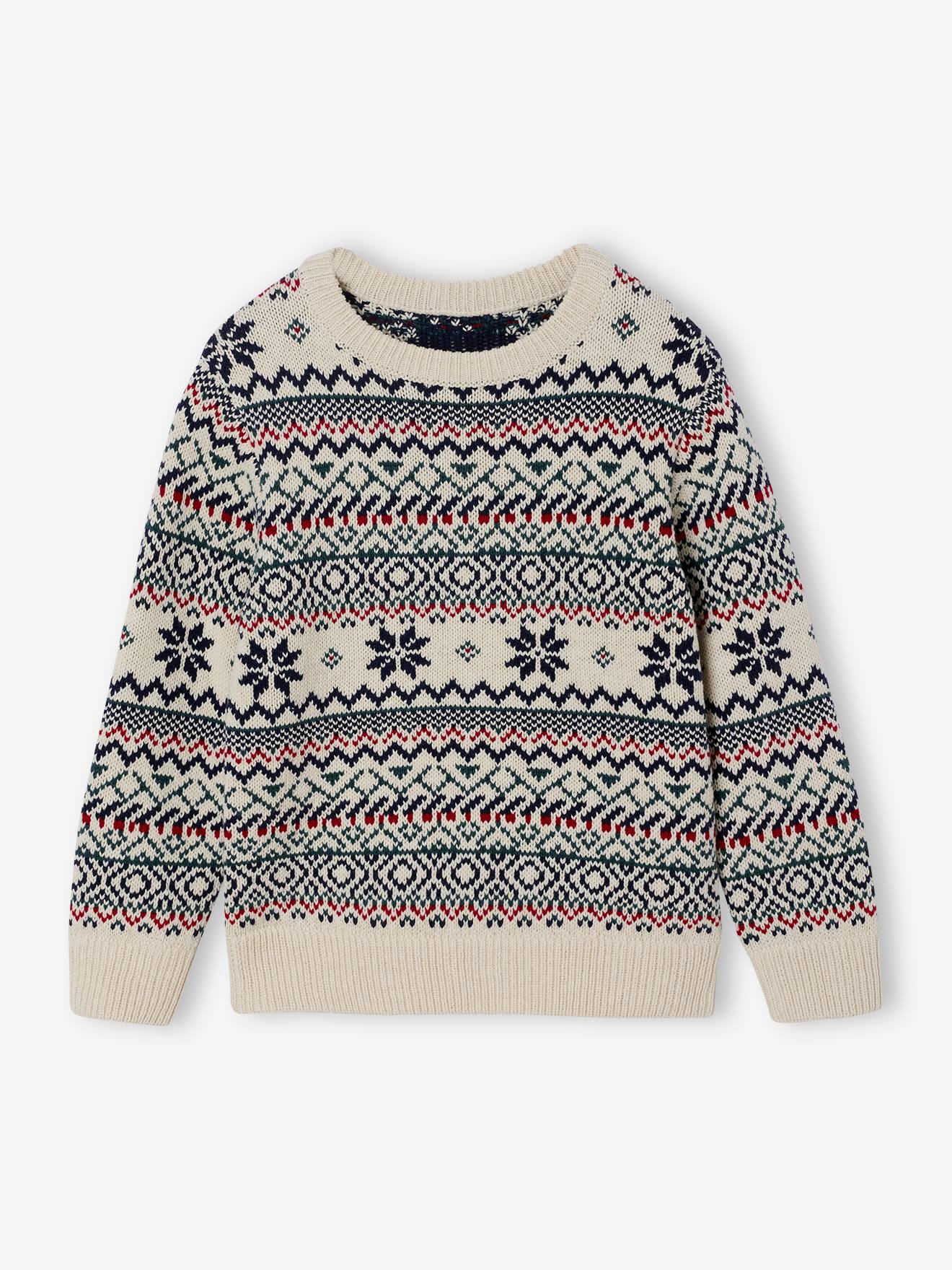 Pull garon jacquard blanc imprim 14 €