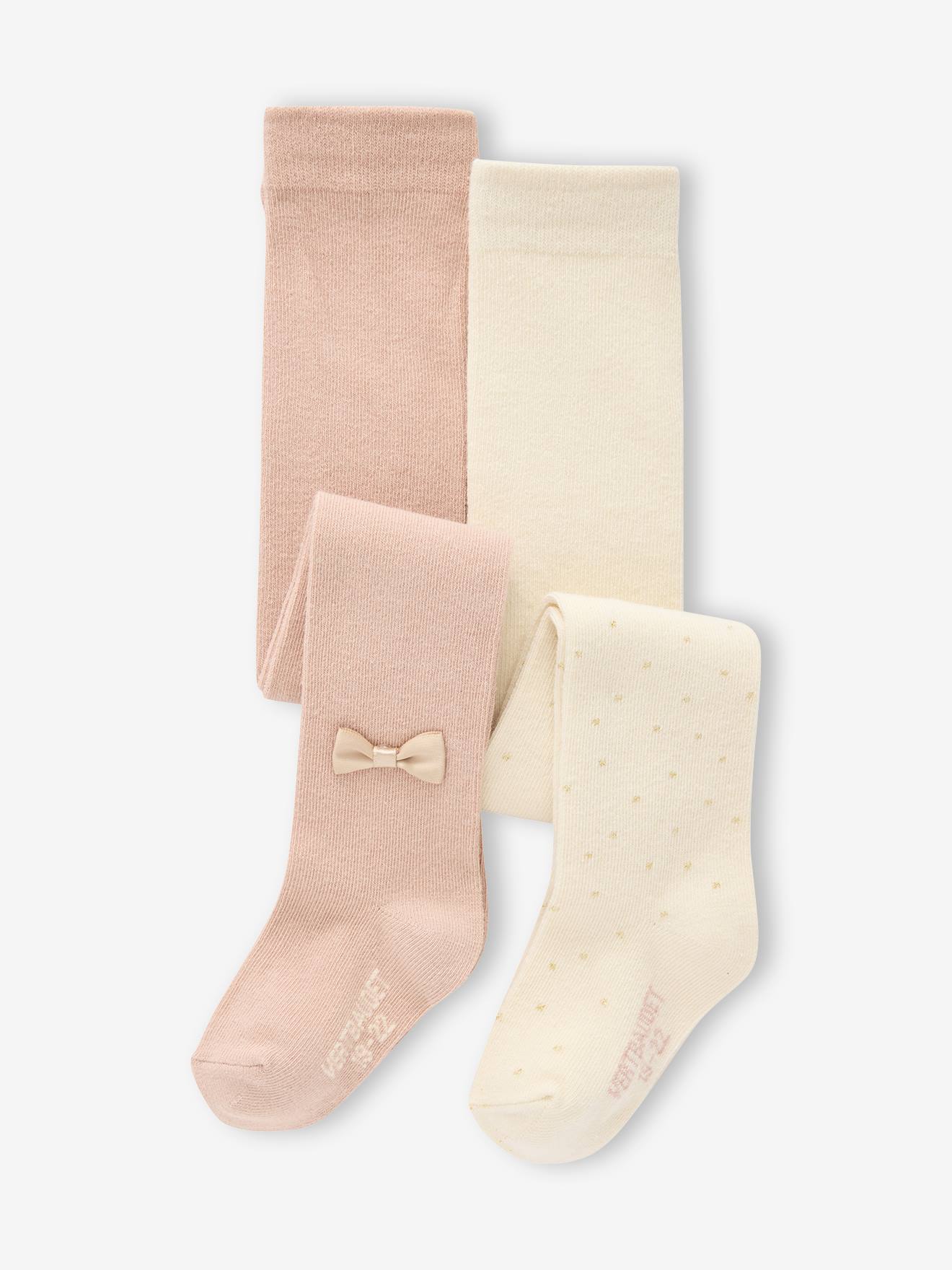 Lot de 2 paires de collants Noël bébé fille écru