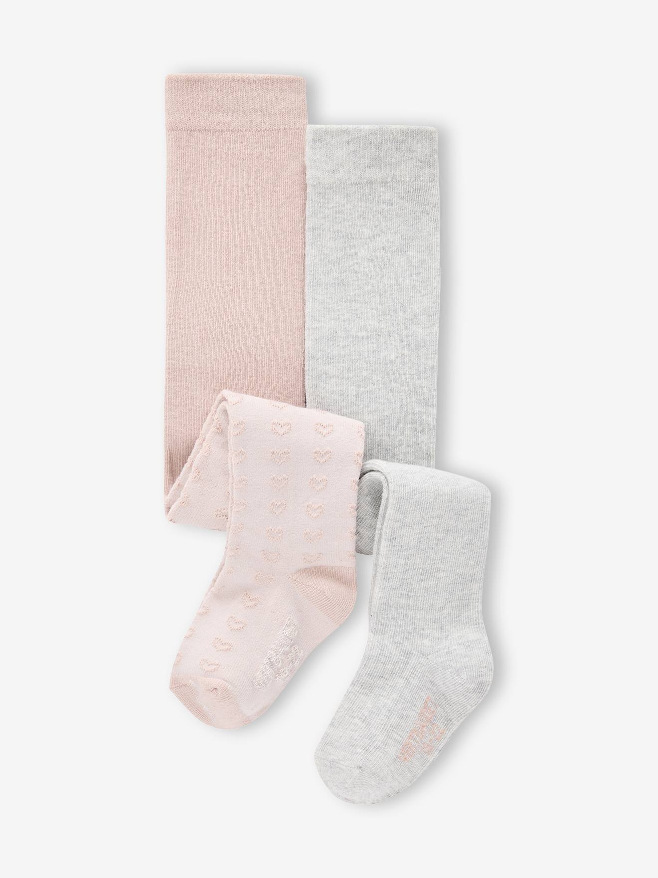 Lot de 2 paires de collants bébé fille assortis