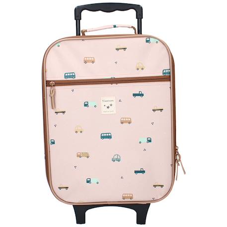 Fille-Accessoires-Sac-Valise à roulettes enfant voitures beige
