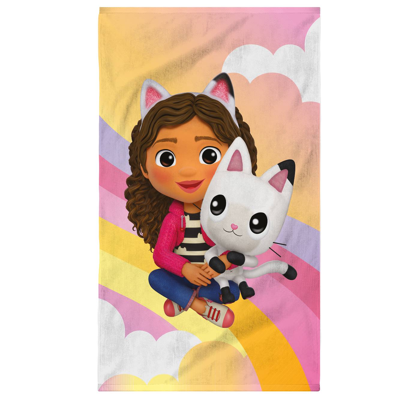 Serviette De Bain Et De Plage Imprimée 100% Coton, Gabby Et La Maison Magique Rainbow Rose