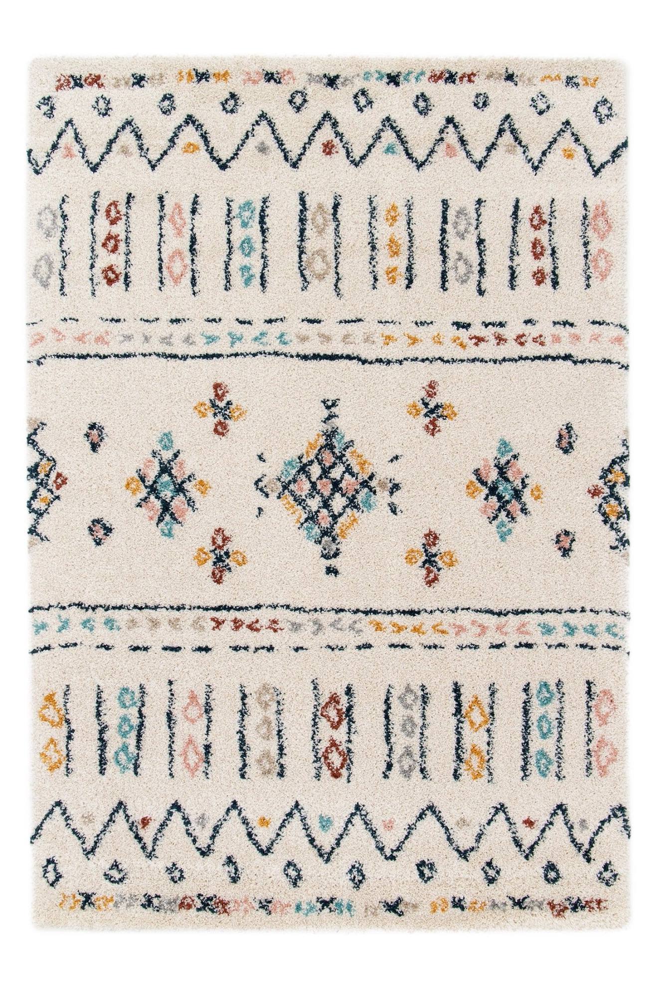 Tapis Shaggy Motifs Ethniques Coloré Doux Et Volumineux Tuareg Multicolore