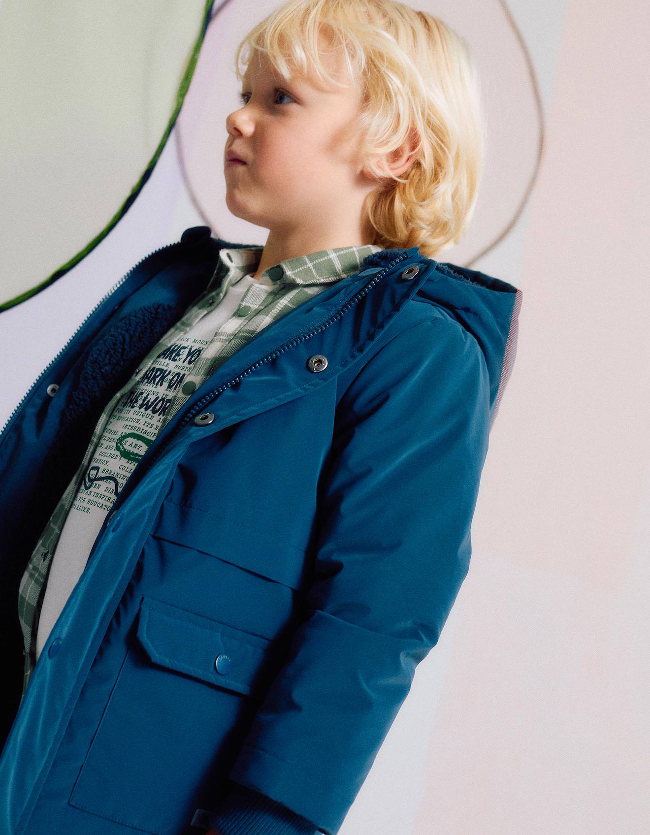 Parka Caoutchoutée Avec Capuche Et Doublure En Sherpa Bleu Foncé