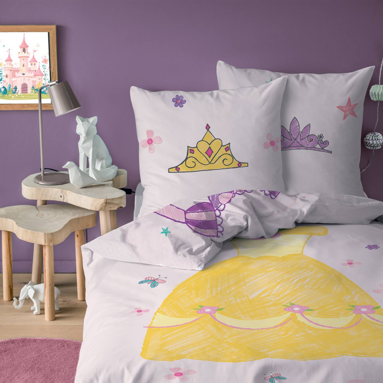 Parure De Lit Imprimée 100% Coton, Disney Home Princesse Deguisement Rose