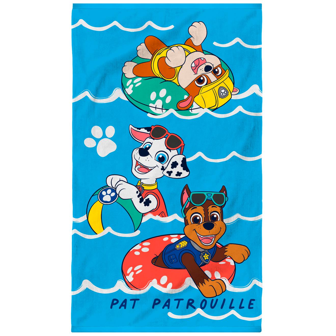Serviette De Bain Et De Plage Imprimée 100% Coton, Pat Patrouille Water Bleu