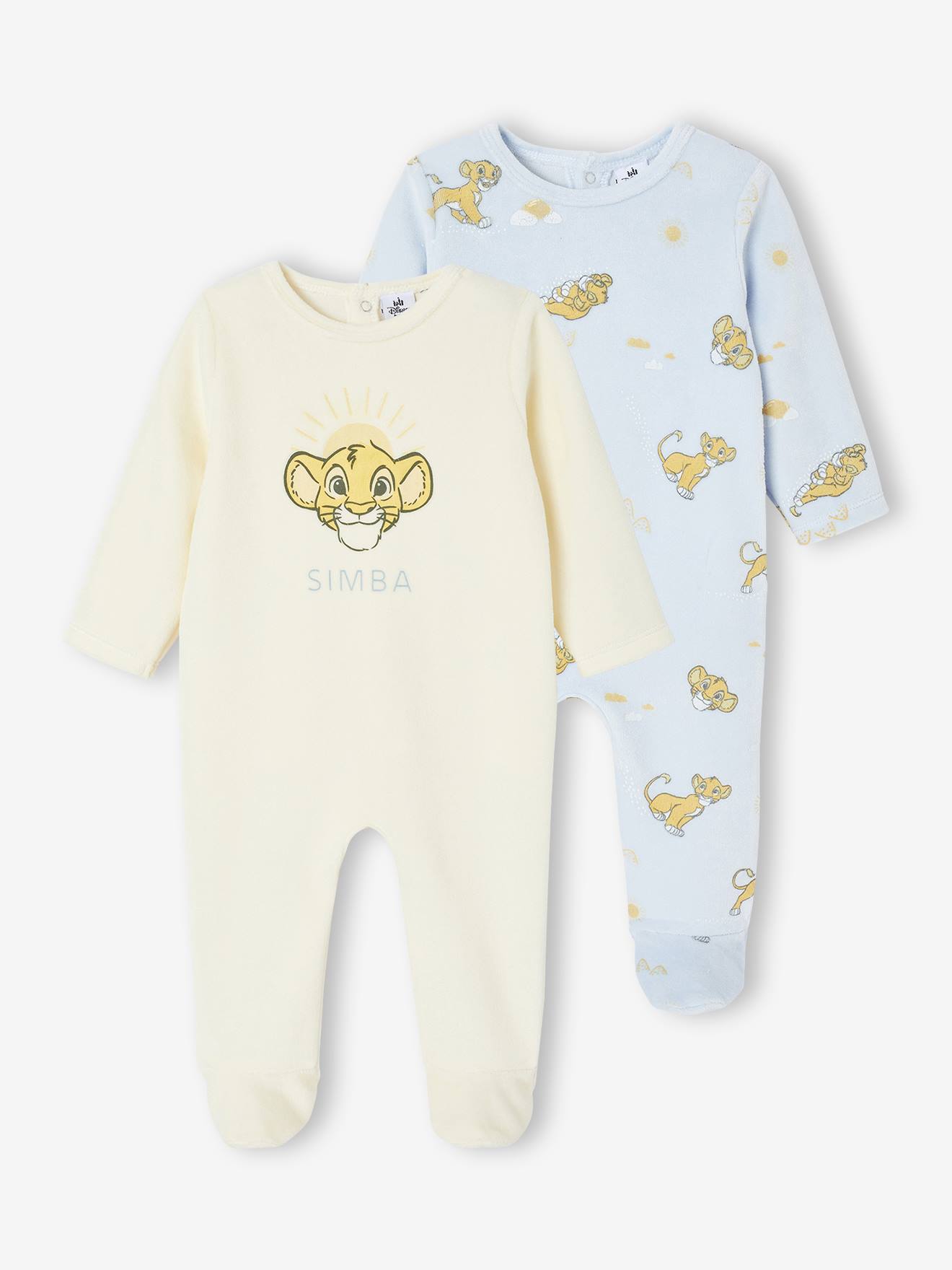 Lot de 2 dors-bien Disney Le Roi Lion en velours bleu ciel + écru