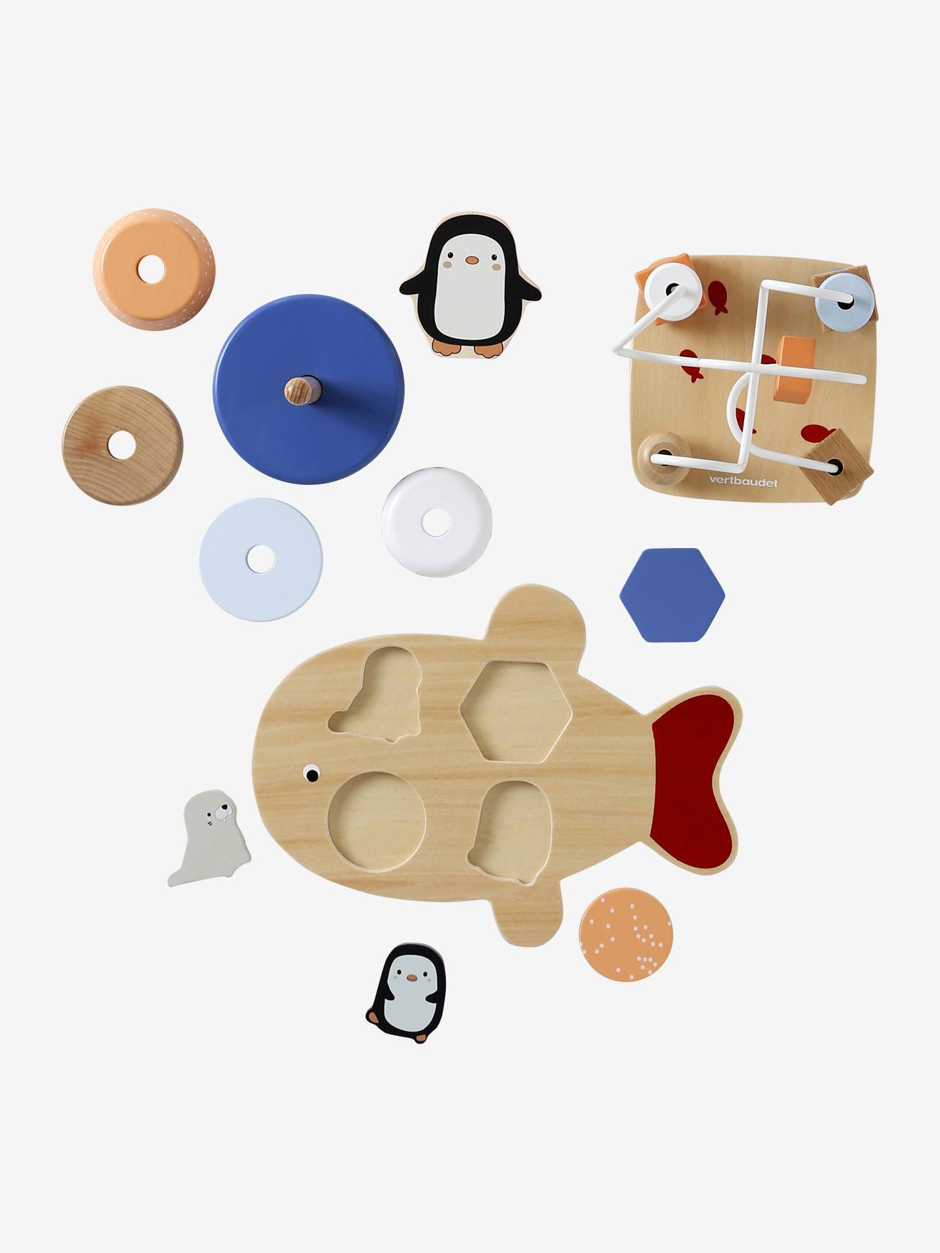 Coffret 3 jeux d'éveil BANQUISE en bois FSC® blanc (Vertbaudet) - Image 2