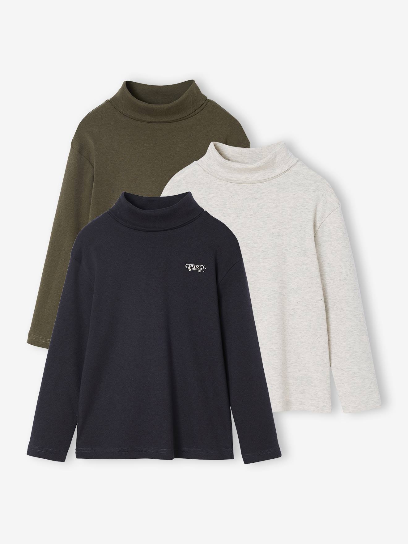 Lot de 3 sous-pulls garçon. kaki