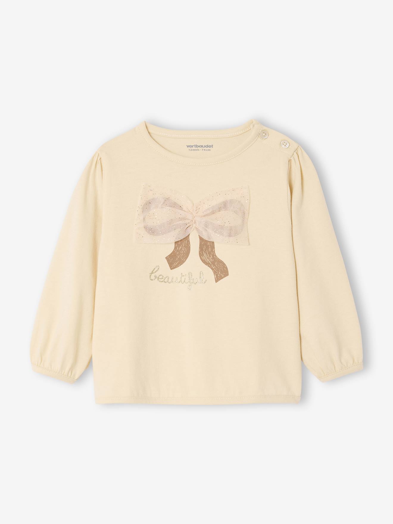 T-shirt bb manches longues avec noeud en tulle vanille 9 €