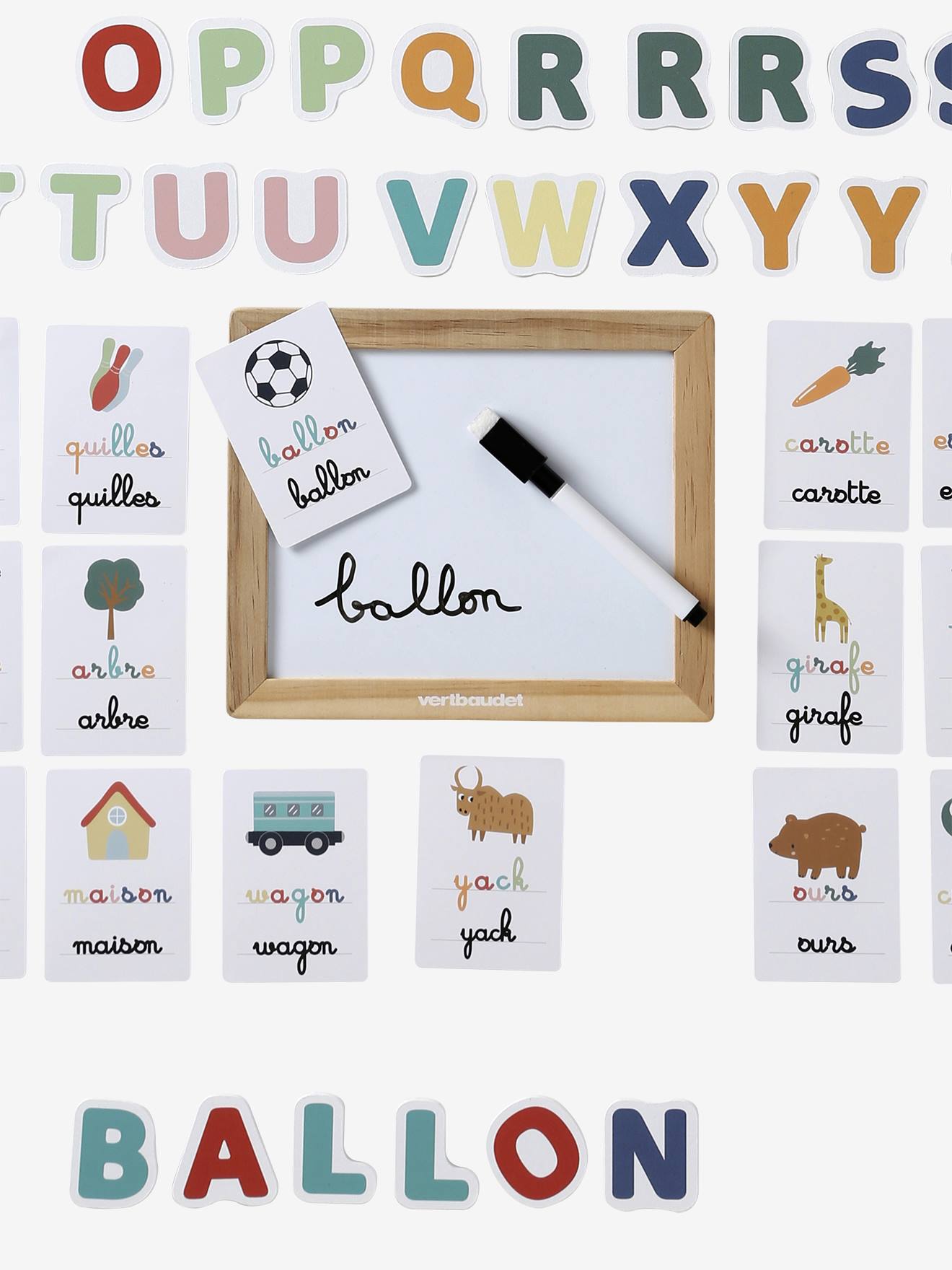 LearnToy Montessori Planche de traçage alphabet en bois – Jouet éducatif pour enfants – Développement de la motricité fine – Pratique d'écriture double face pour enfants de 3 à 5 ans