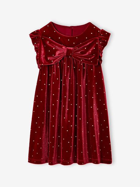 Fille-Robe fille noël à noeud velours lisse