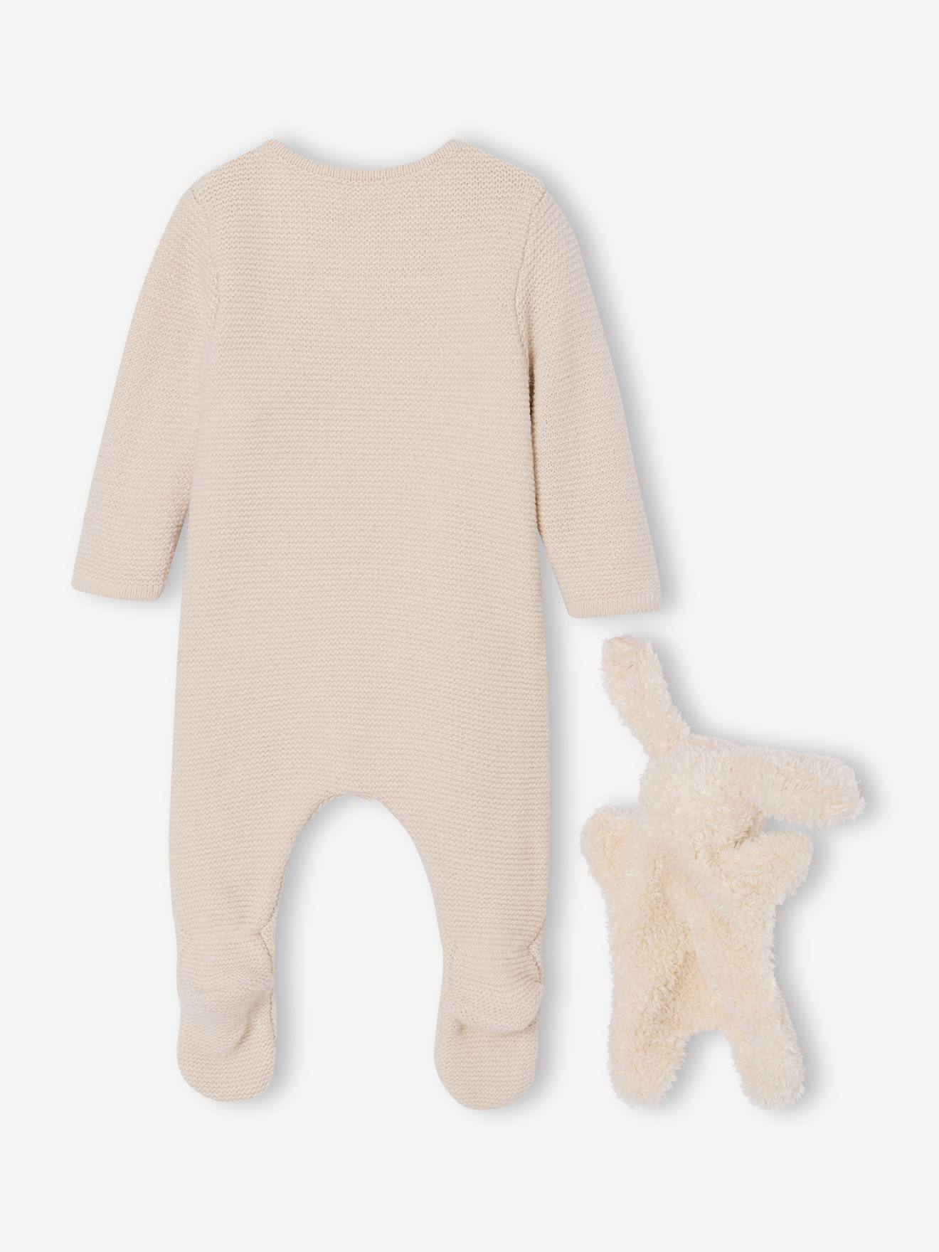 Ensemble naissance combinaison + doudou beige chiné (Vertbaudet) - Image 1