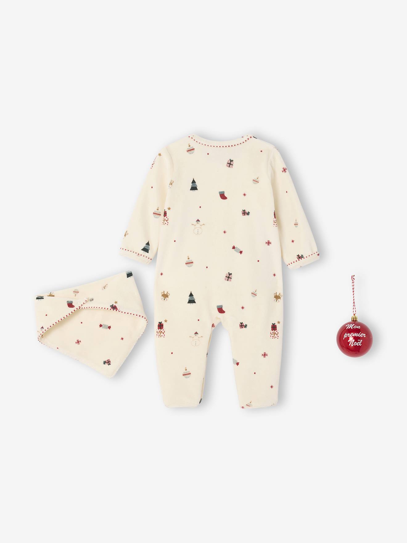 Ensemble 3 pièces bébé coffret cadeau Noël écru (Vertbaudet) - Image 1