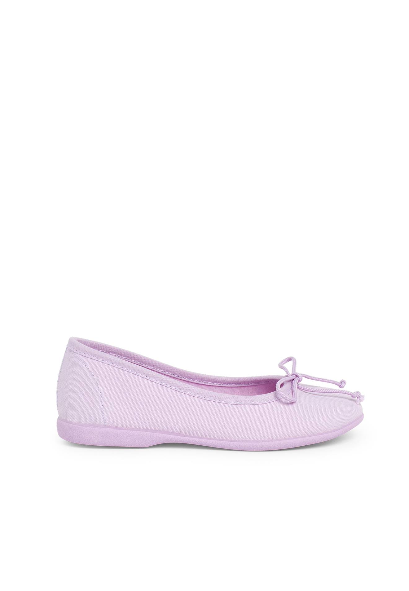 Ballerines Pour Fille En Toile Avec Ruban Mauve