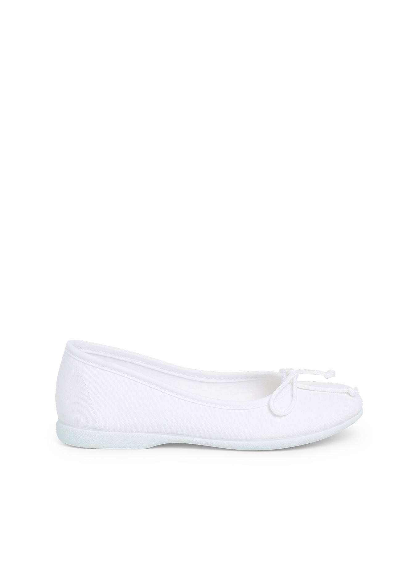 Ballerines Pour Fille En Toile Avec Ruban Blanc