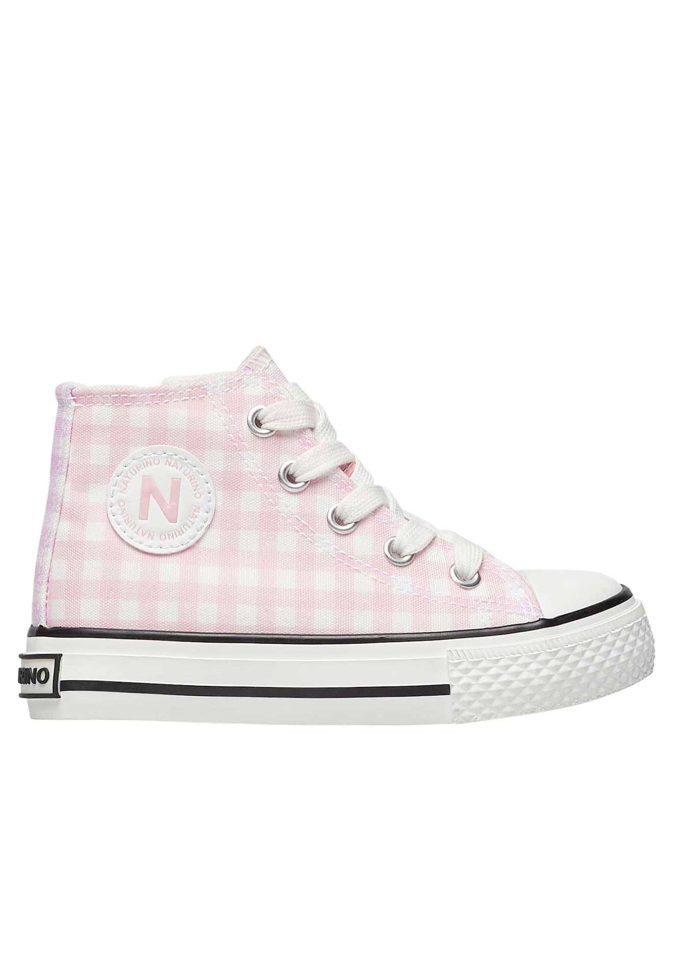 Baskets À La Cheville En Cuir Et Tissu Ylfas. Blanc-rose