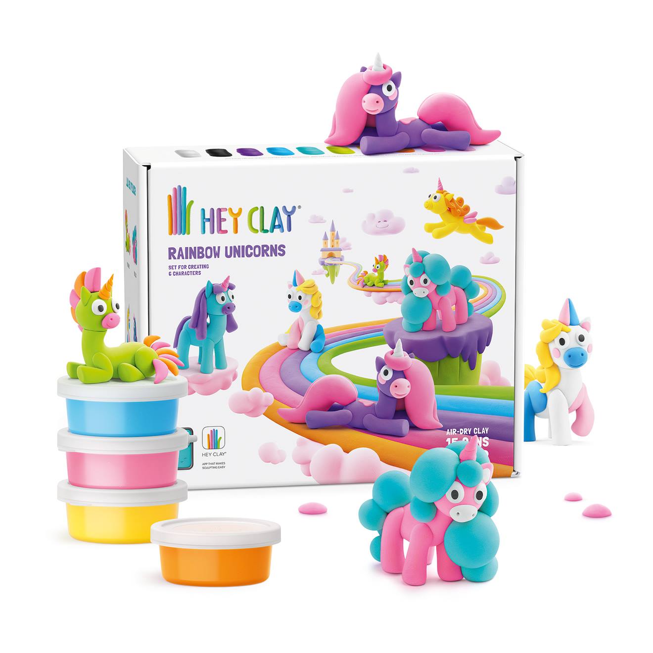 Pâte À Modeler Lègère Hey Clay 15 Pots Licornes - Dès 3 Ans Multicolore