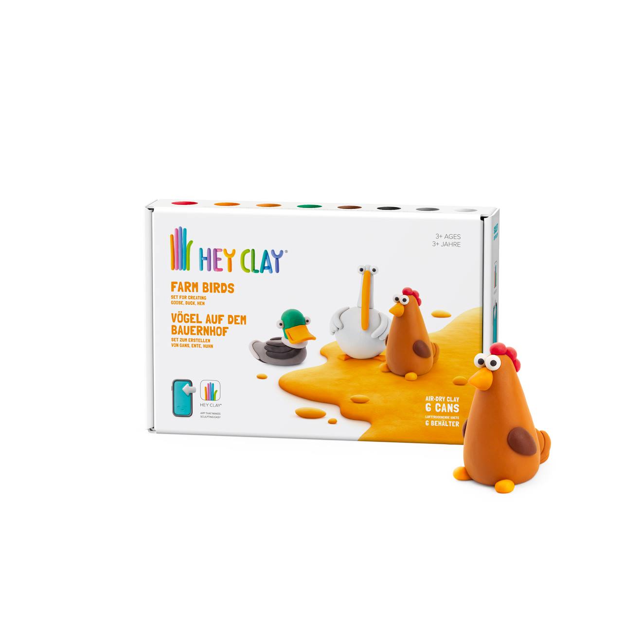 Pâte À Modeler Lègère Hey Clay 6 Pots Oiseaux De La Ferme - Dès 3 Ans Multicolore