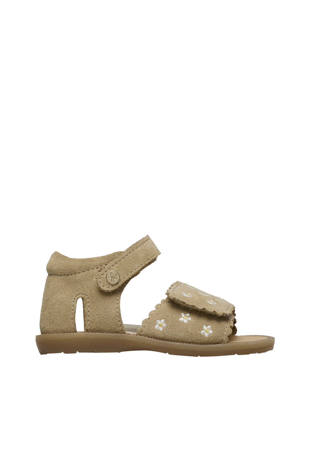 Sandales En Suède Avec Imprimé Marguerites Maya Embr Beige
