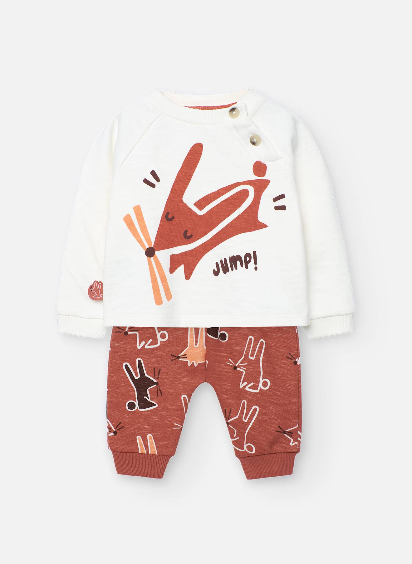 Ensemble Bébé En Tricot Motif Animaux Blanc