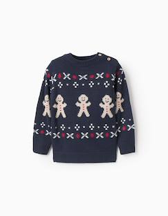 Pull de Noël en maille jacquard bonhomme de neige rouge foncé Zippy