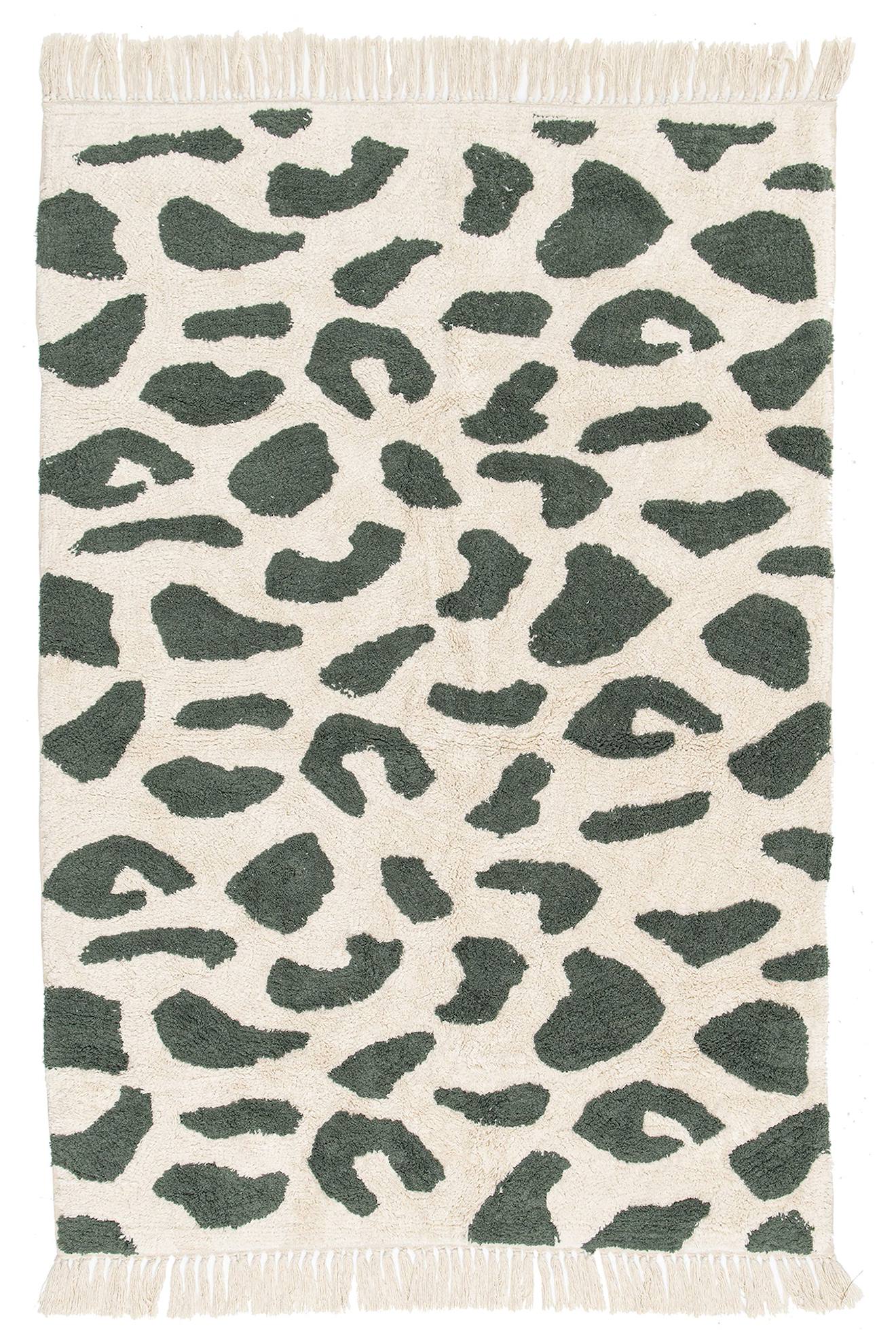 Tapis Coton Imprimé Léopard Vert Leo Vert