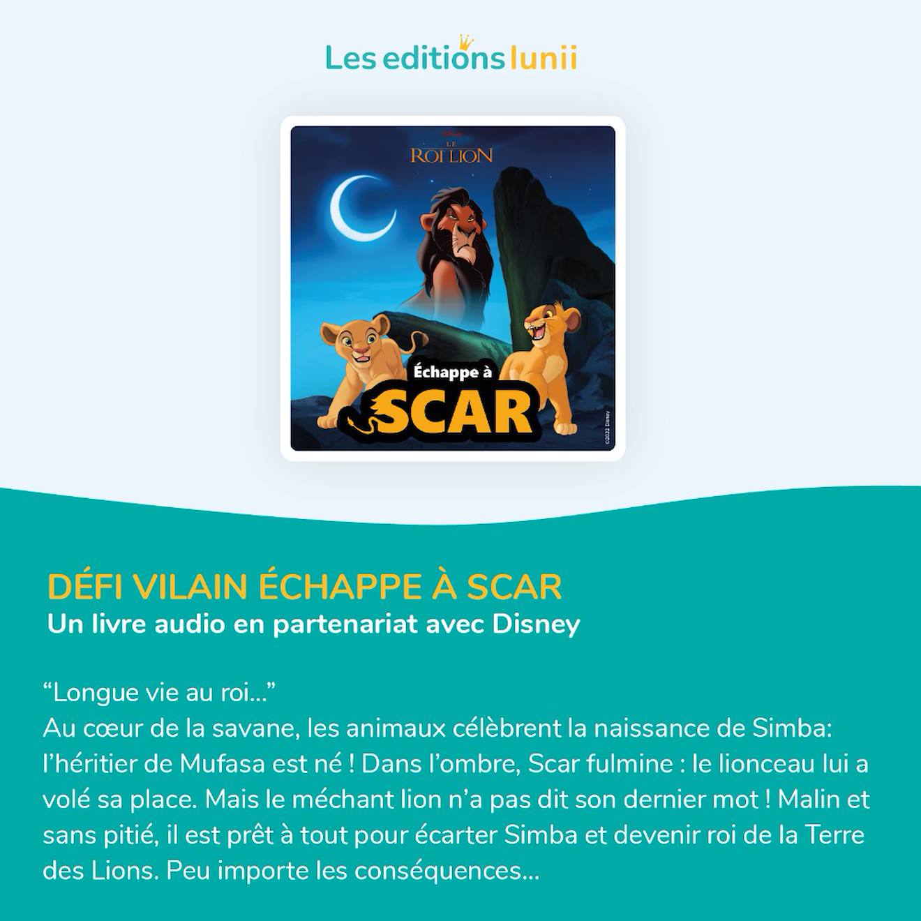 Défi vilain : échappe à Scar - Livre audio interactif pour Ma Fabrique à Histoires multicolore - Lunii