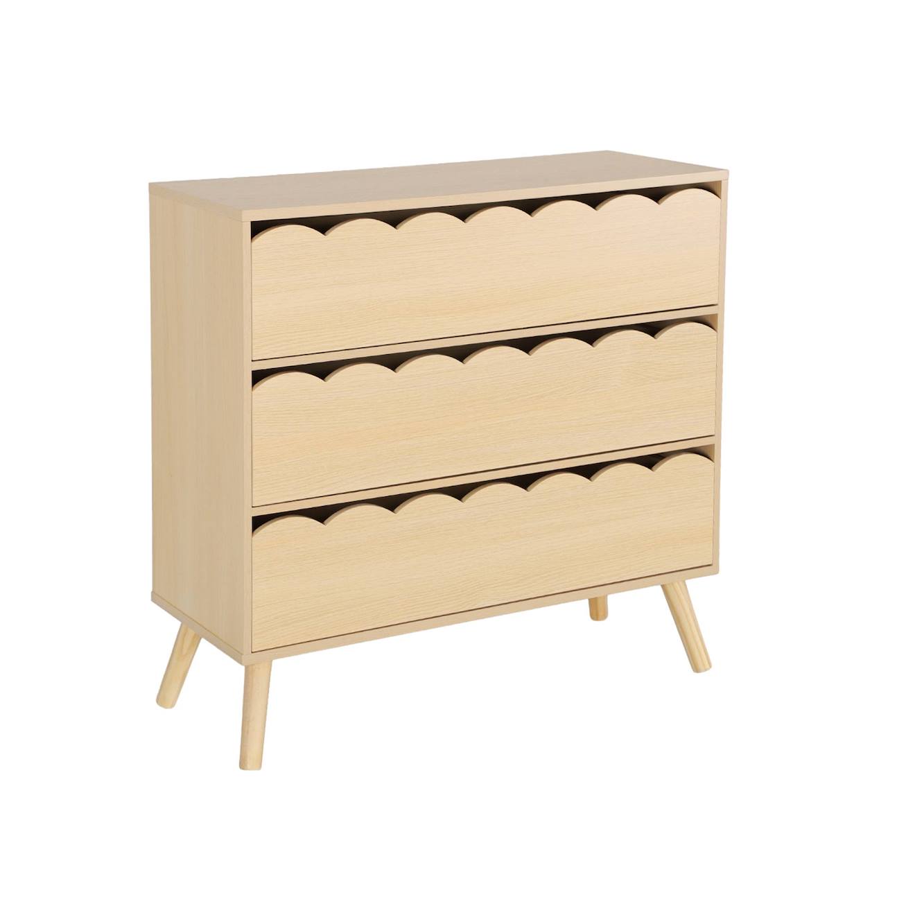 Commode Enfant Décor Bois 3 Tiroirs Azur Naturel