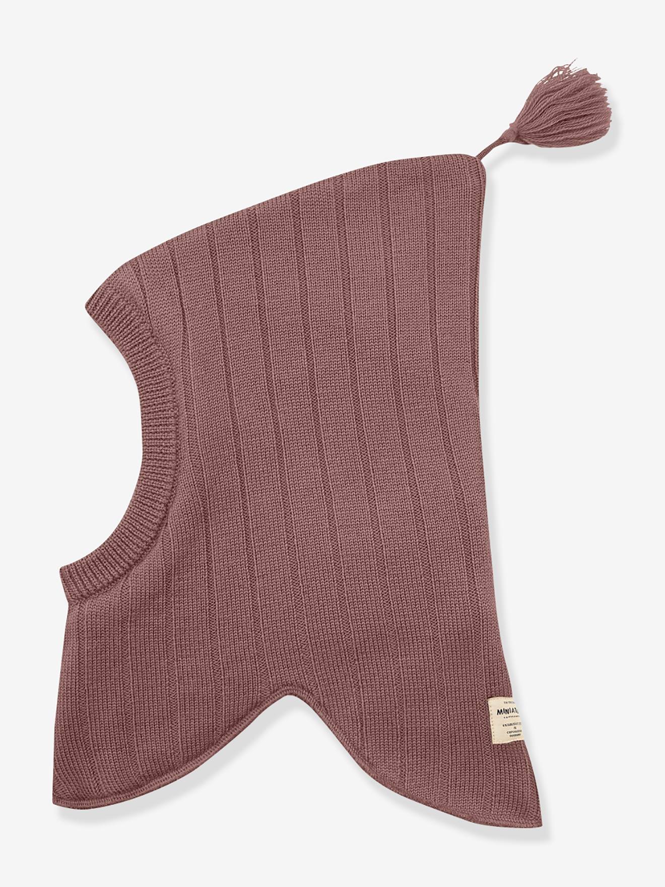 Cagoule en laine mérinos MATJUEL enfant MINI A TURE prune
