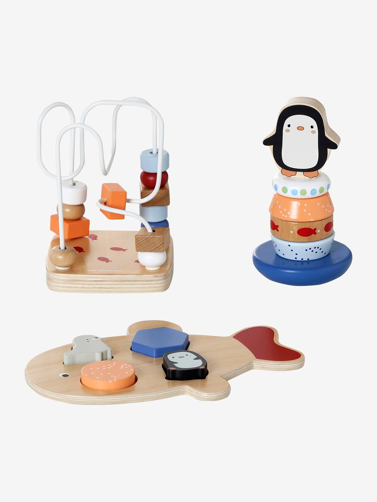 Coffret 3 jeux d'éveil BANQUISE en bois FSC® blanc