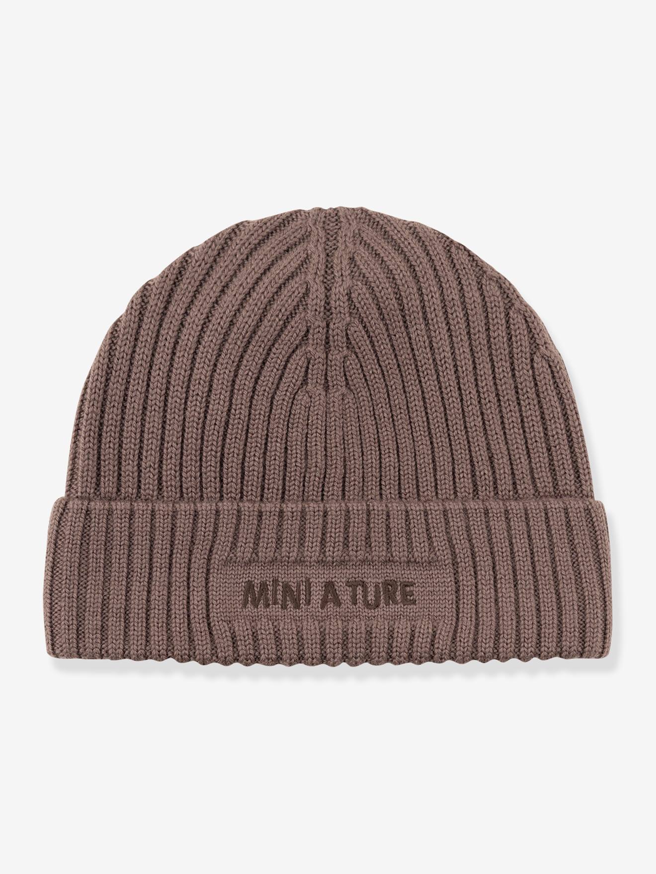 Bonnet en laine mérinos enfants MATBOJE MINI A TURE prune