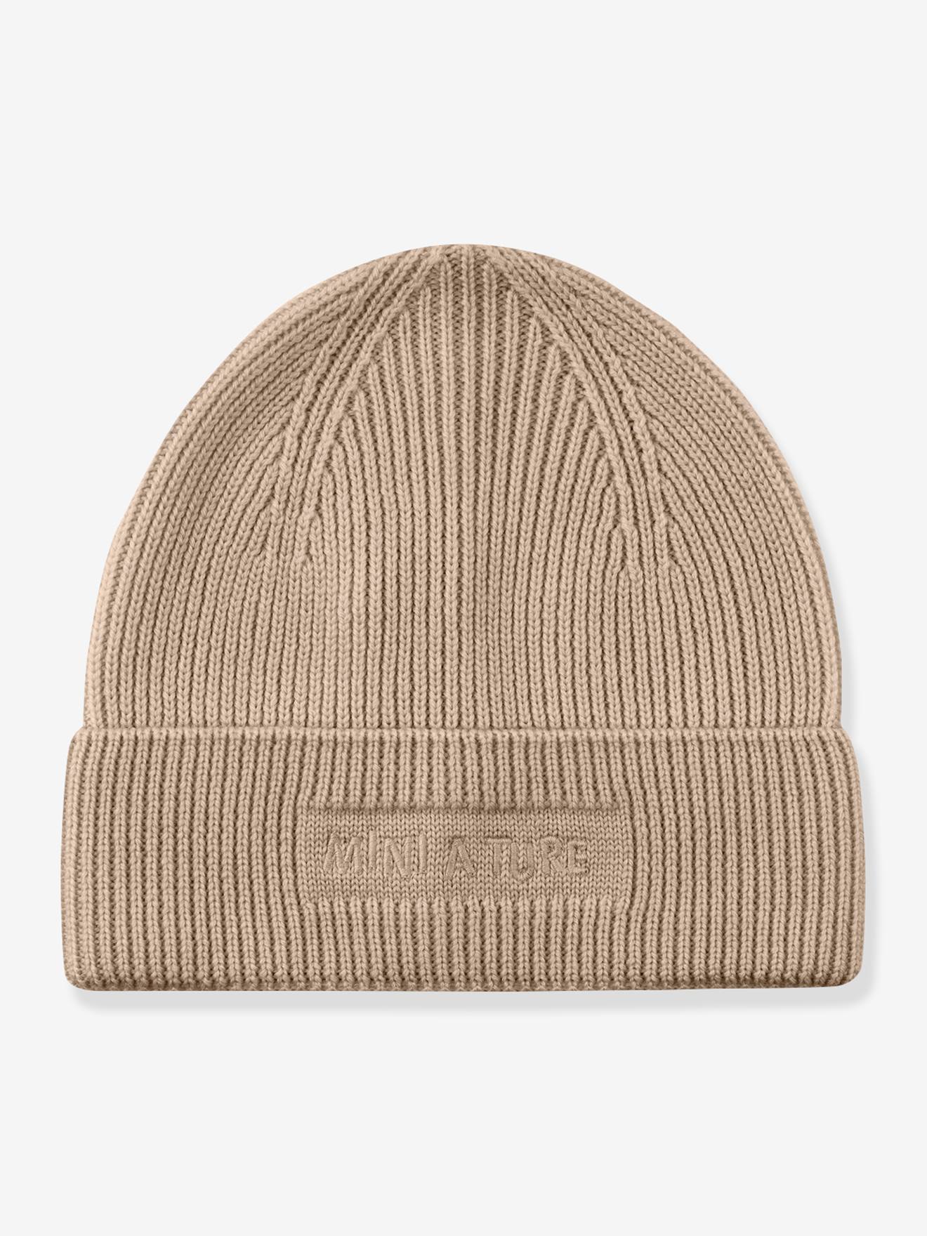 Bonnet en laine mérinos enfants MATBOJE MINI A TURE beige