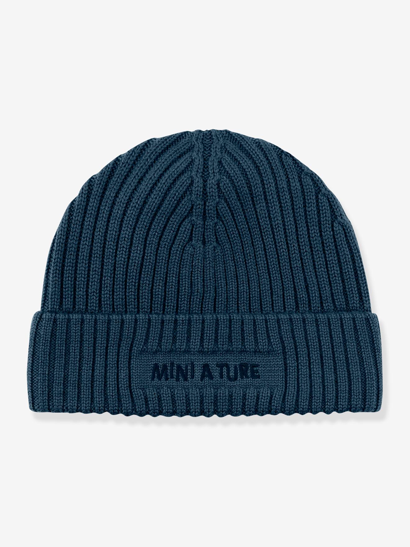 Bonnet en laine mérinos enfants MATBOJE MINI A TURE bleu foncé
