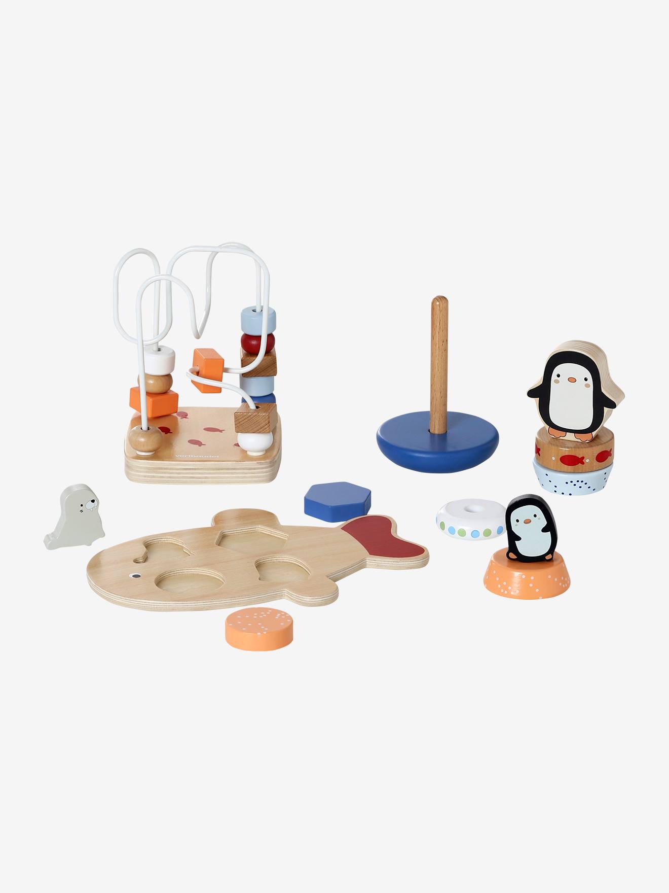 Coffret 3 jeux d'éveil BANQUISE en bois FSC® blanc (Vertbaudet) - Image 1