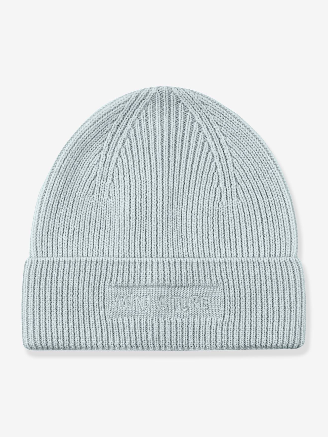 Bonnet en laine mérinos enfants MATBOJE MINI A TURE bleu grisé