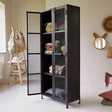 Tikamoon - Armoire Enfant En Métal Noir 175 Cleo Noir