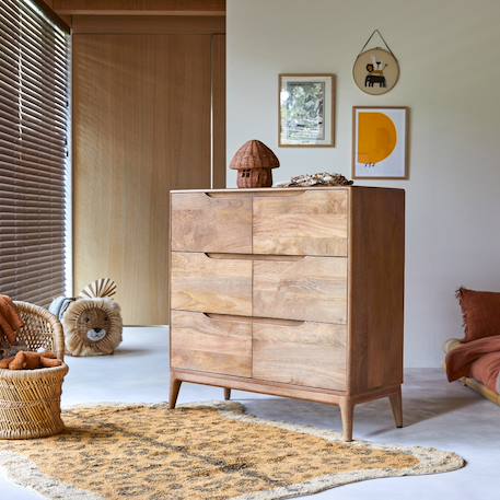 Tikamoon - Commode Enfant En Bois De Manguier Massif Gabrielle Marron