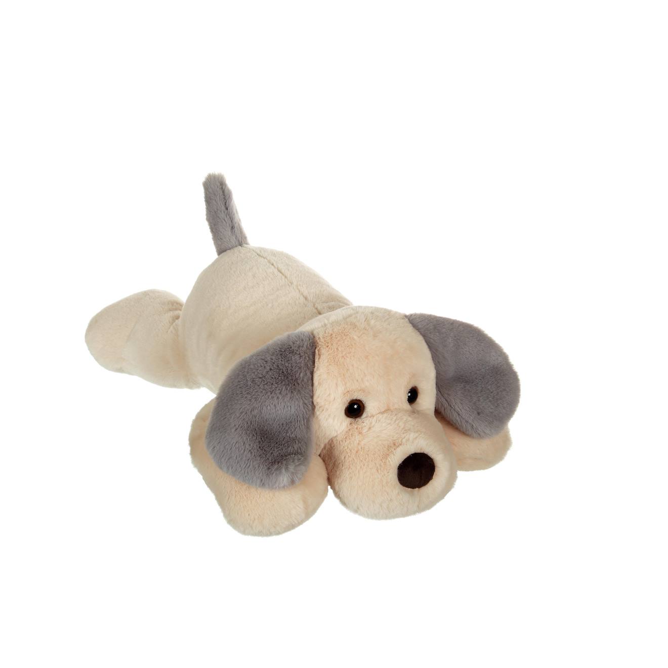 Peluche - Peluche Chien Allongé Douceur Crème Oreilles Grises - 50 Cm Beige Peluche - Peluche Chien Allongé Douceur Crème Oreilles Grises - 50 Cm Beige