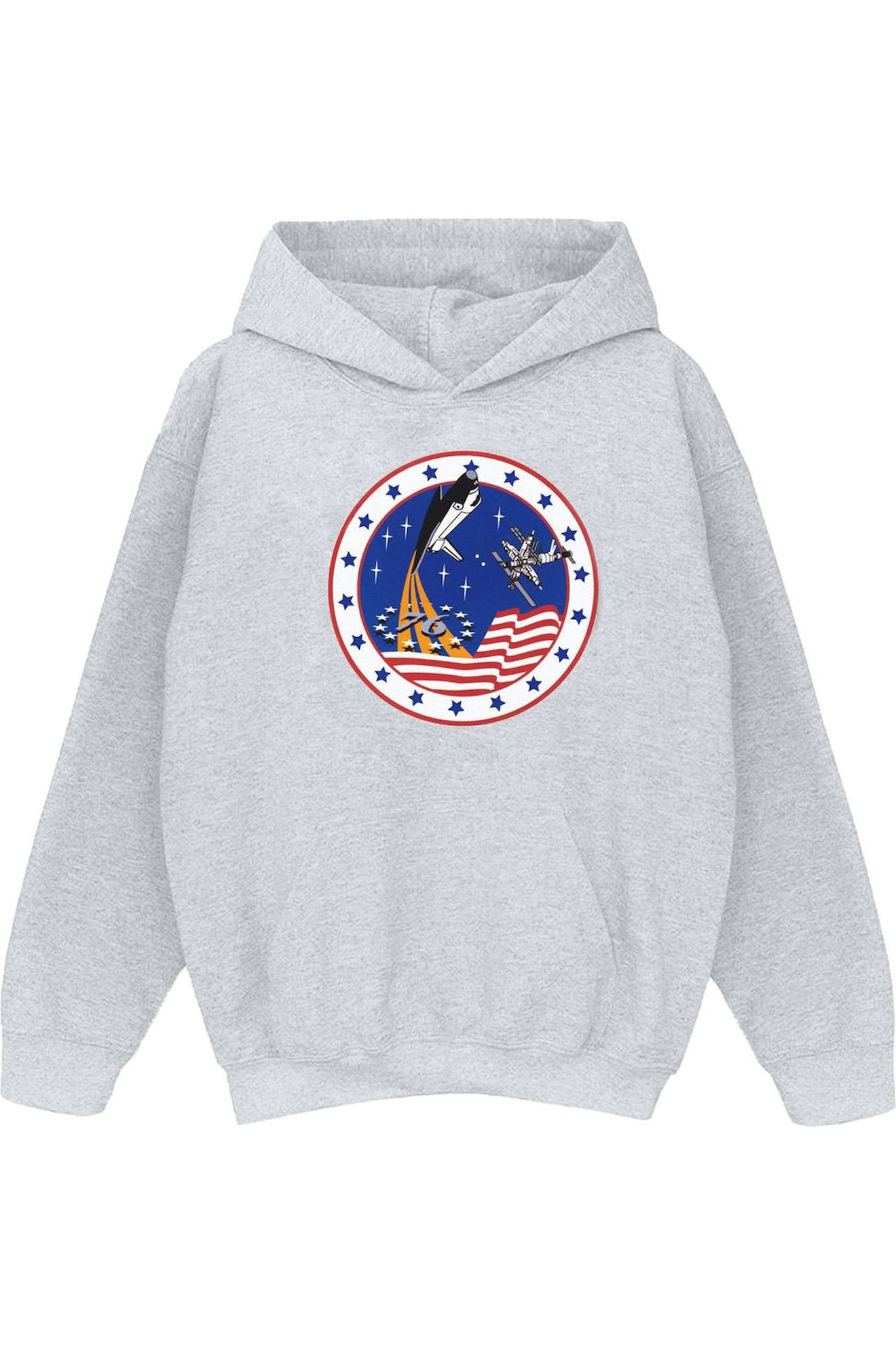 Sweat À Capuche Rocket Coton Nasa 76 Gris Chiné