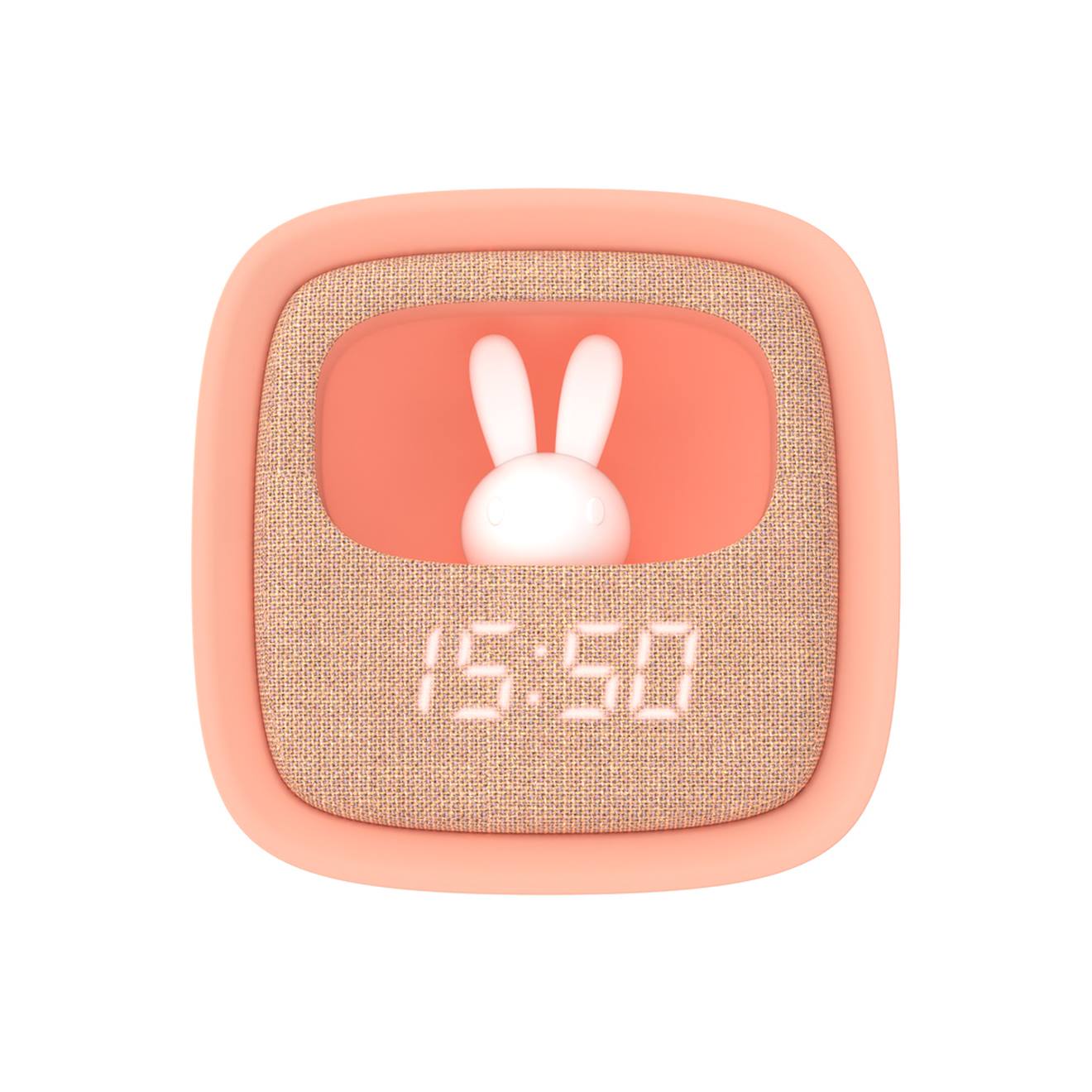 Réveil Et Veilleuse Pour Enfant Billy Clock - Motif Lapin, Face Avant Tissu Rose