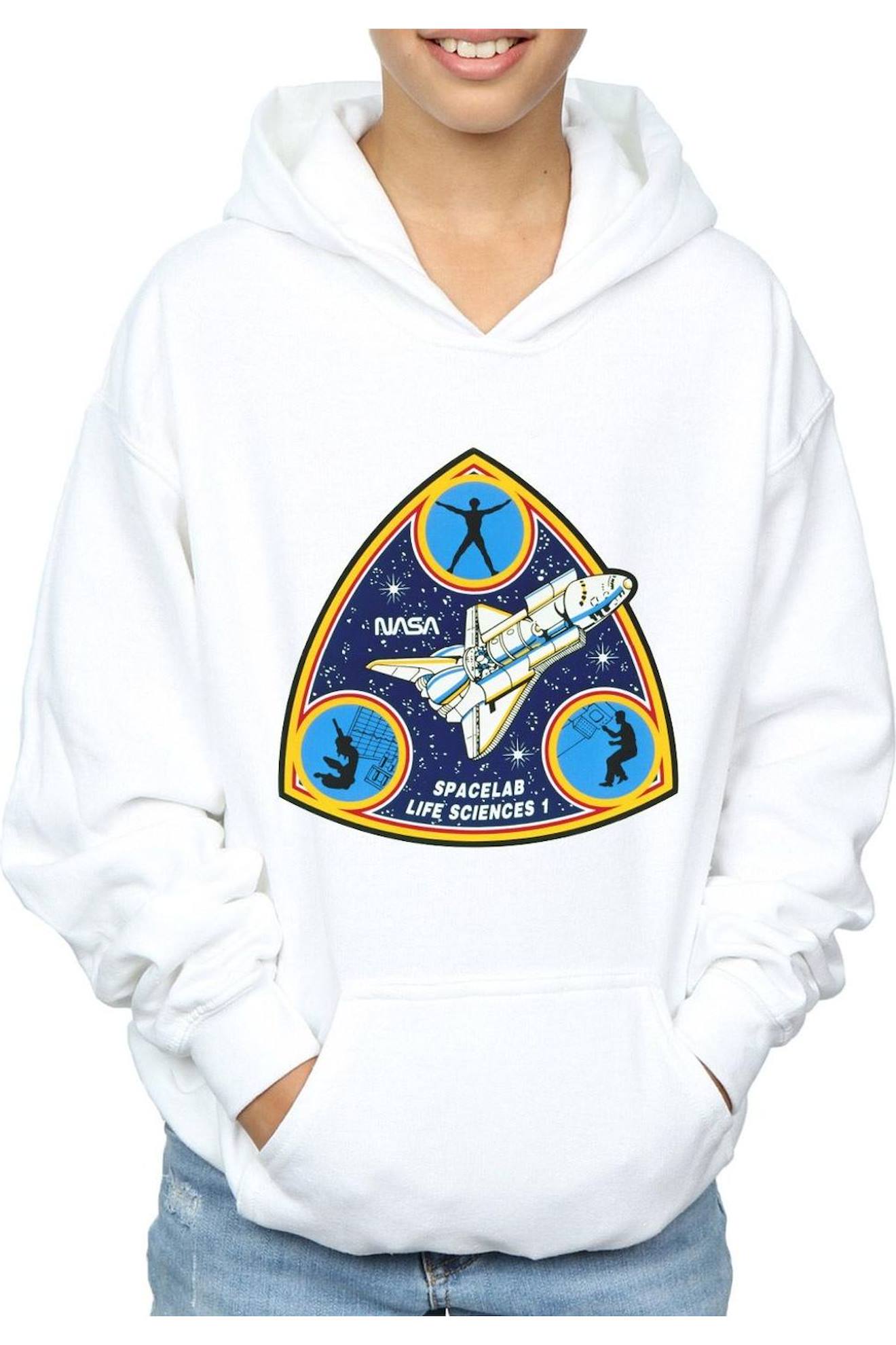 Sweat À Capuche Coton Nasa Spacelab Life Science Blanc