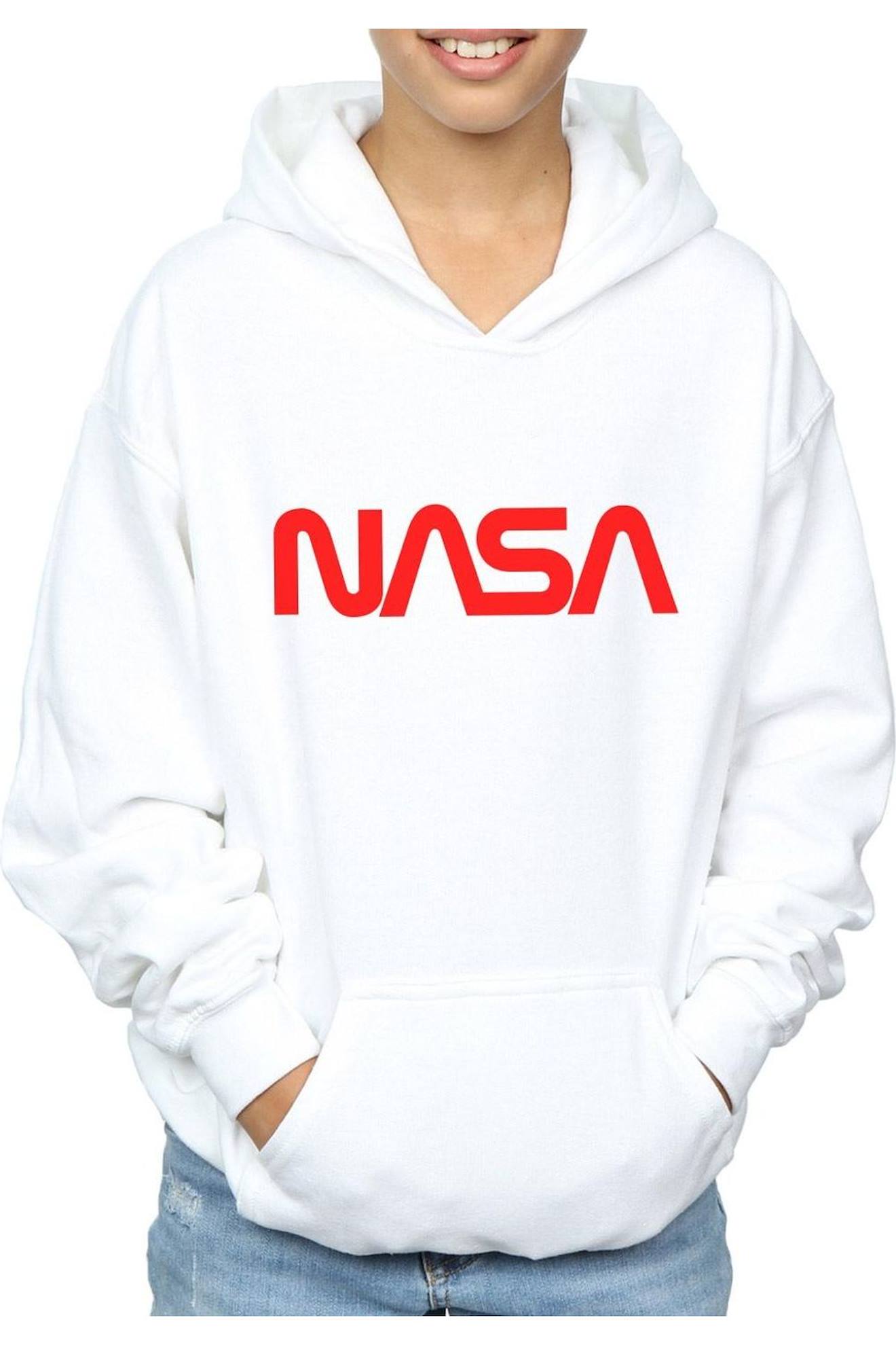 Sweat À Capuche Coton Nasa Blanc