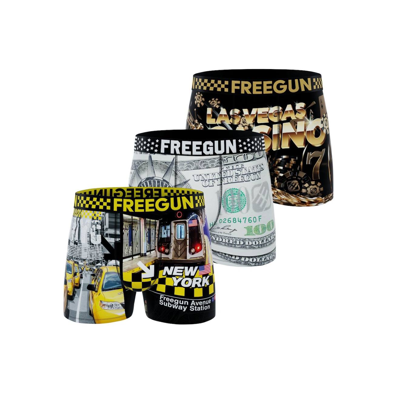Lot De 3 Boxers American Vibes Noir/jaune/bleu/rouge/or